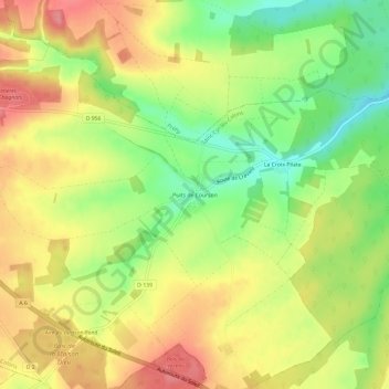 Topografische kaart Puits de Courson, hoogte, reliëf