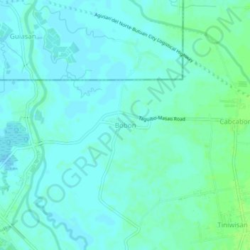 Topografische kaart Bobon, hoogte, reliëf