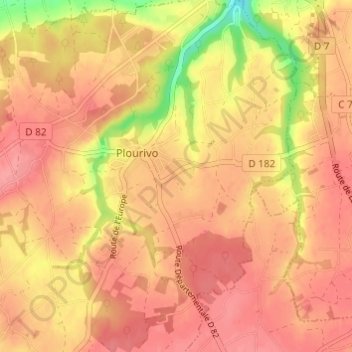 Topografische kaart Traou Stang, hoogte, reliëf