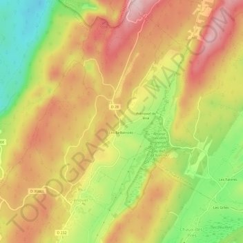 Topografische kaart Les Belbenoits, hoogte, reliëf