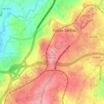 Topografische kaart Corim, hoogte, reliëf