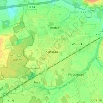 Topografische kaart Kaiserau, hoogte, reliëf