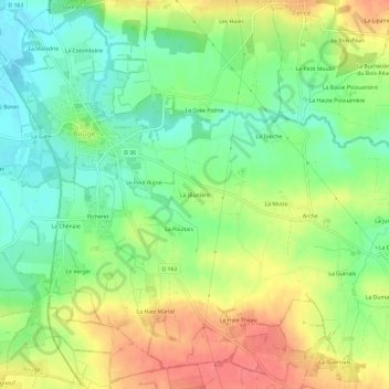 Topografische kaart La Blunière, hoogte, reliëf