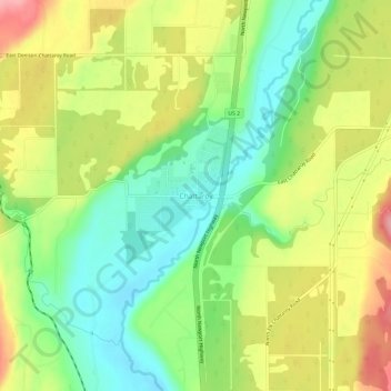 Topografische kaart Chattaroy, hoogte, reliëf