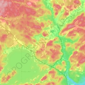 Topografische kaart Onaping, hoogte, reliëf