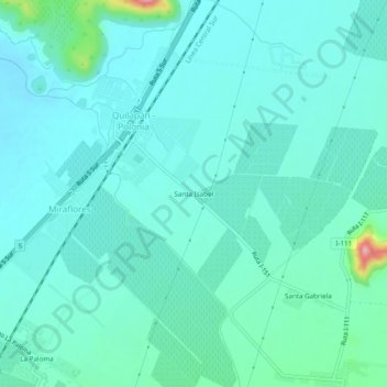 Topografische kaart Santa Isabel, hoogte, reliëf