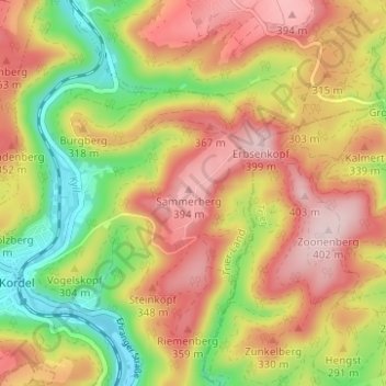 Topografische kaart Hochmark, hoogte, reliëf