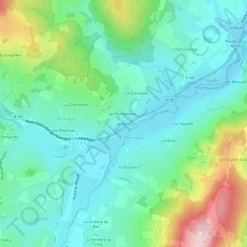 Topografische kaart La Garde, hoogte, reliëf