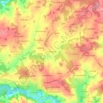 Topografische kaart La Cellelerie, hoogte, reliëf