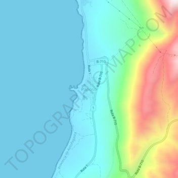 Topografische kaart Paposo, hoogte, reliëf