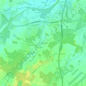Topografische kaart Le Grand Casseau, hoogte, reliëf