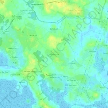 Topografische kaart La Brionnière, hoogte, reliëf