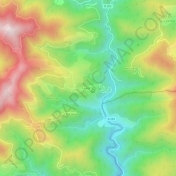 Topografische kaart La Roche, hoogte, reliëf