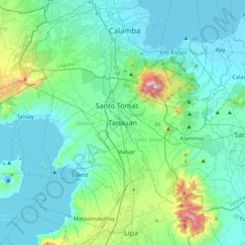 Topografische kaart Tanauan, hoogte, reliëf