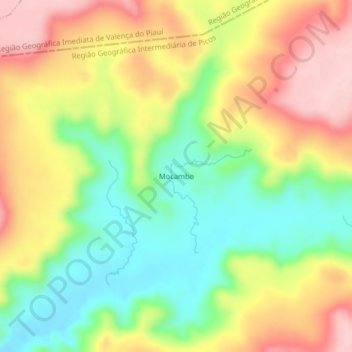 Topografische kaart Mocambo, hoogte, reliëf