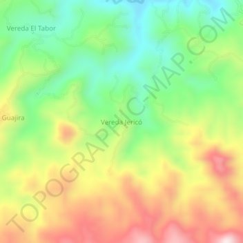 Topografische kaart Vereda Jericó, hoogte, reliëf