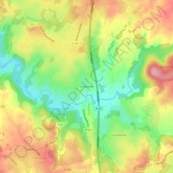 Topografische kaart Le Bariolet, hoogte, reliëf