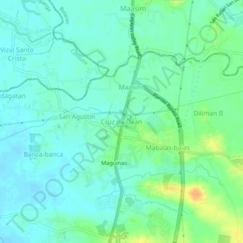 Topografische kaart Cruz na Daan, hoogte, reliëf