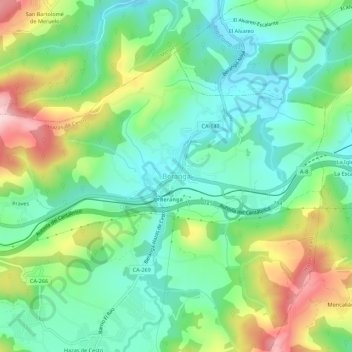 Topografische kaart Beranga, hoogte, reliëf