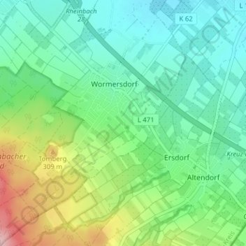 Topografische kaart Ipplendorf, hoogte, reliëf
