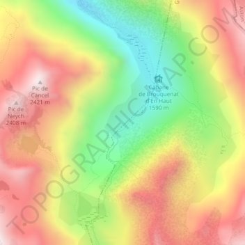 Topografische kaart Jasse des Planes, hoogte, reliëf