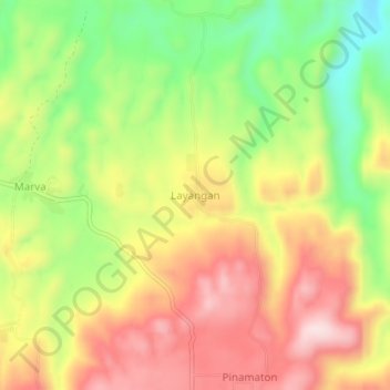 Topografische kaart Layangan, hoogte, reliëf