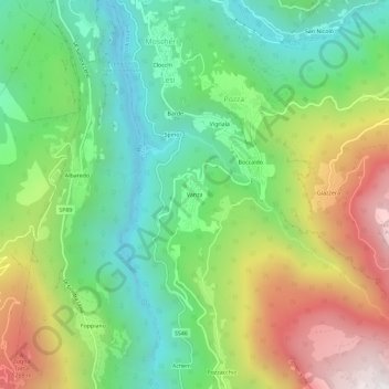 Topografische kaart Vanza, hoogte, reliëf