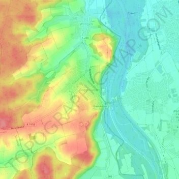 Topografische kaart Regglisweiler, hoogte, reliëf