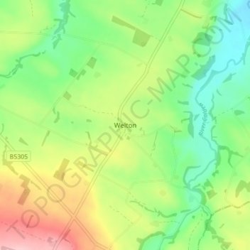 Topografische kaart Welton, hoogte, reliëf