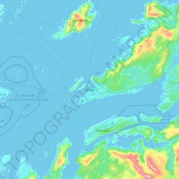 Topografische kaart Bodø, hoogte, reliëf