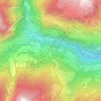 Topografische kaart Platt - Plata, hoogte, reliëf