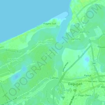 Topografische kaart Lomboy, hoogte, reliëf