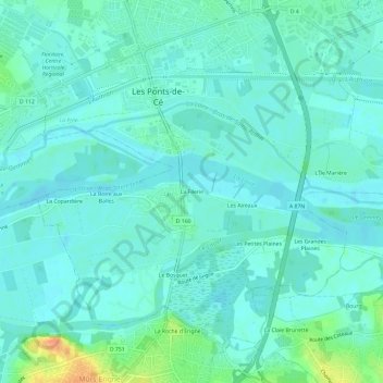 Topografische kaart La Filerie, hoogte, reliëf