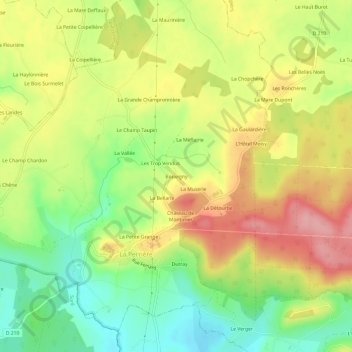Topografische kaart Bouvigny, hoogte, reliëf