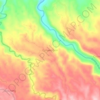 Topografische kaart Colawingon, hoogte, reliëf