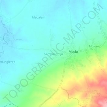 Topografische kaart Sambangrejo, hoogte, reliëf