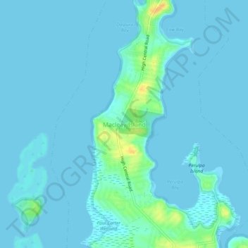 Topografische kaart Macleay Island, hoogte, reliëf