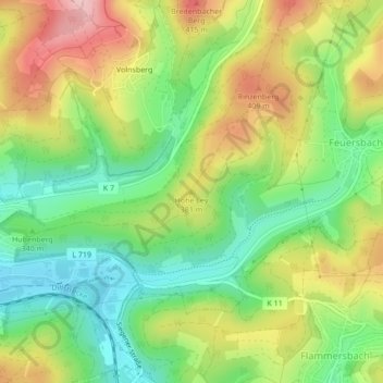 Topografische kaart Hohe Ley, hoogte, reliëf