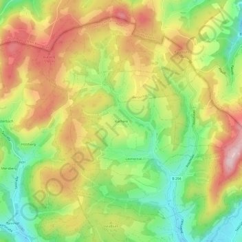 Topografische kaart Bachere, hoogte, reliëf