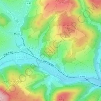 Topografische kaart Sehlberg, hoogte, reliëf
