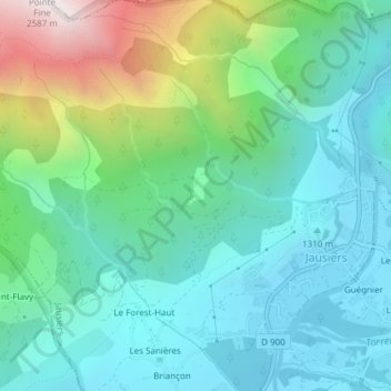 Topografische kaart Chanenc, hoogte, reliëf