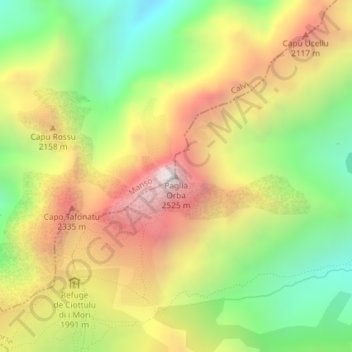 Topografische kaart Paglia Orba, hoogte, reliëf