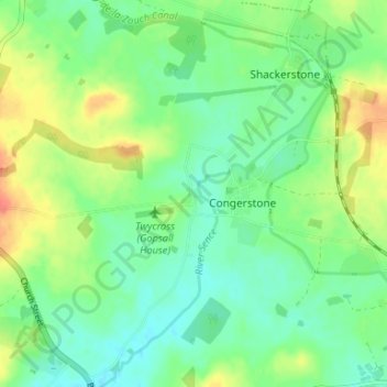 Topografische kaart Bilstone, hoogte, reliëf