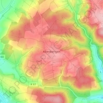 Topografische kaart Altenbergen, hoogte, reliëf