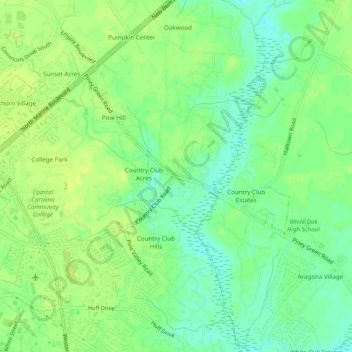 Topografische kaart Humphrey, hoogte, reliëf