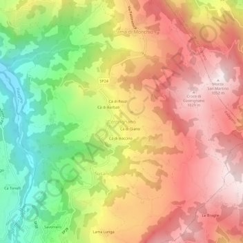 Topografische kaart Costrignano, hoogte, reliëf