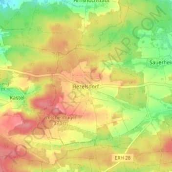 Topografische kaart Rezelsdorf, hoogte, reliëf