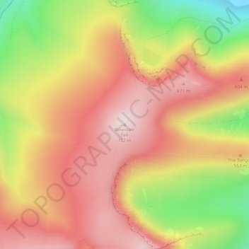 Topografische kaart Bowscale Fell, hoogte, reliëf