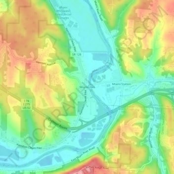 Topografische kaart Miamitown, hoogte, reliëf