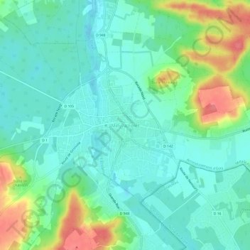Topografische kaart Milly-la-Forêt, hoogte, reliëf